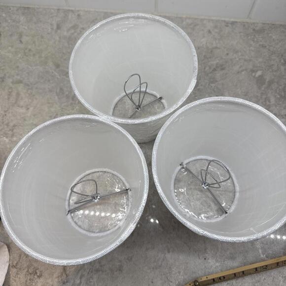 Small white linen clip on lampshades. Lot of 3. Size: 5.5 in x 5 in. New. - Picture 4 of 4